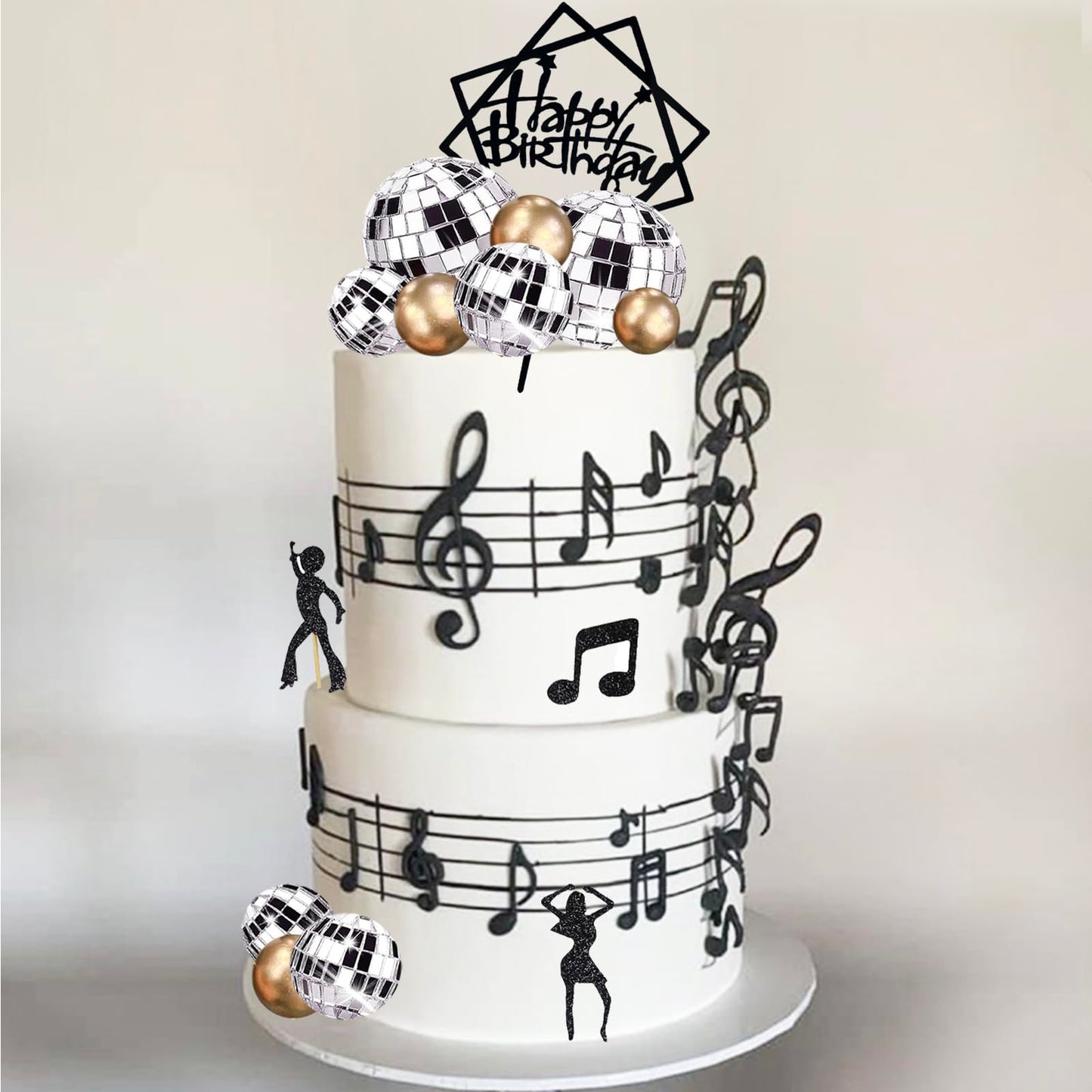 36Pcs Disco Ball Cake Toppers Music Dancing Themed Cake Cupcake Decorations Gold Balls Cake Toppers With Mirror Balls For 70S 80