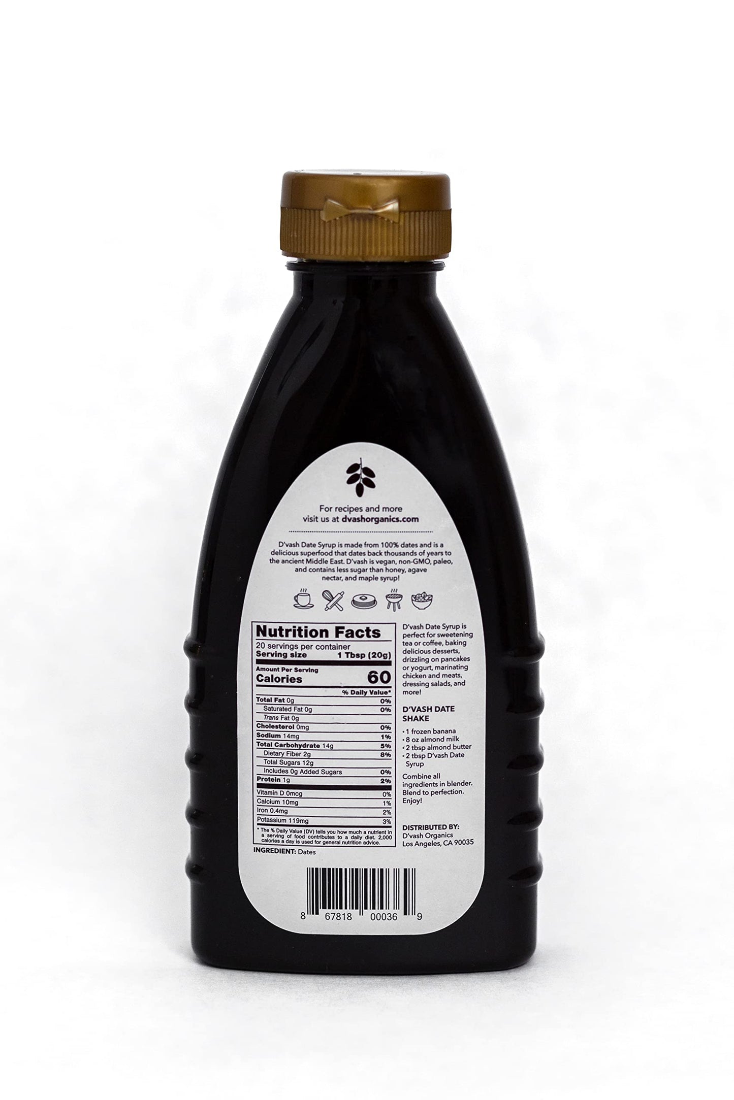 Dvash Date Syrup 14.1Oz Squeeze Bottle | Dibis | Vegan, Gluten-free, No Added Sugar, Paleo, Non-GMO, Kosher,Honey/Sugar Substitu