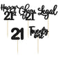 30 Pack Happy 21St Birthday Cupcake Toppers Black Glitter 21 Fabulous Cheers To 21 Years Old Birthday Cupcake Picks For Happy 21