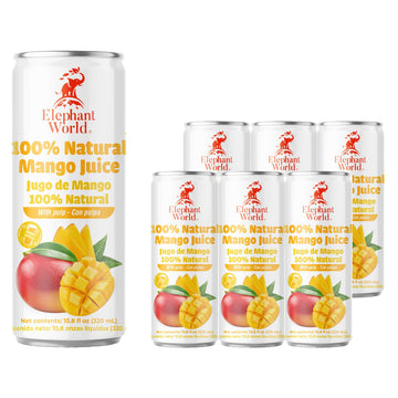 Elephant World 100% Natural Mango Juice | Non Gmo | 10.8 Oz (Pack Of 6), Mango