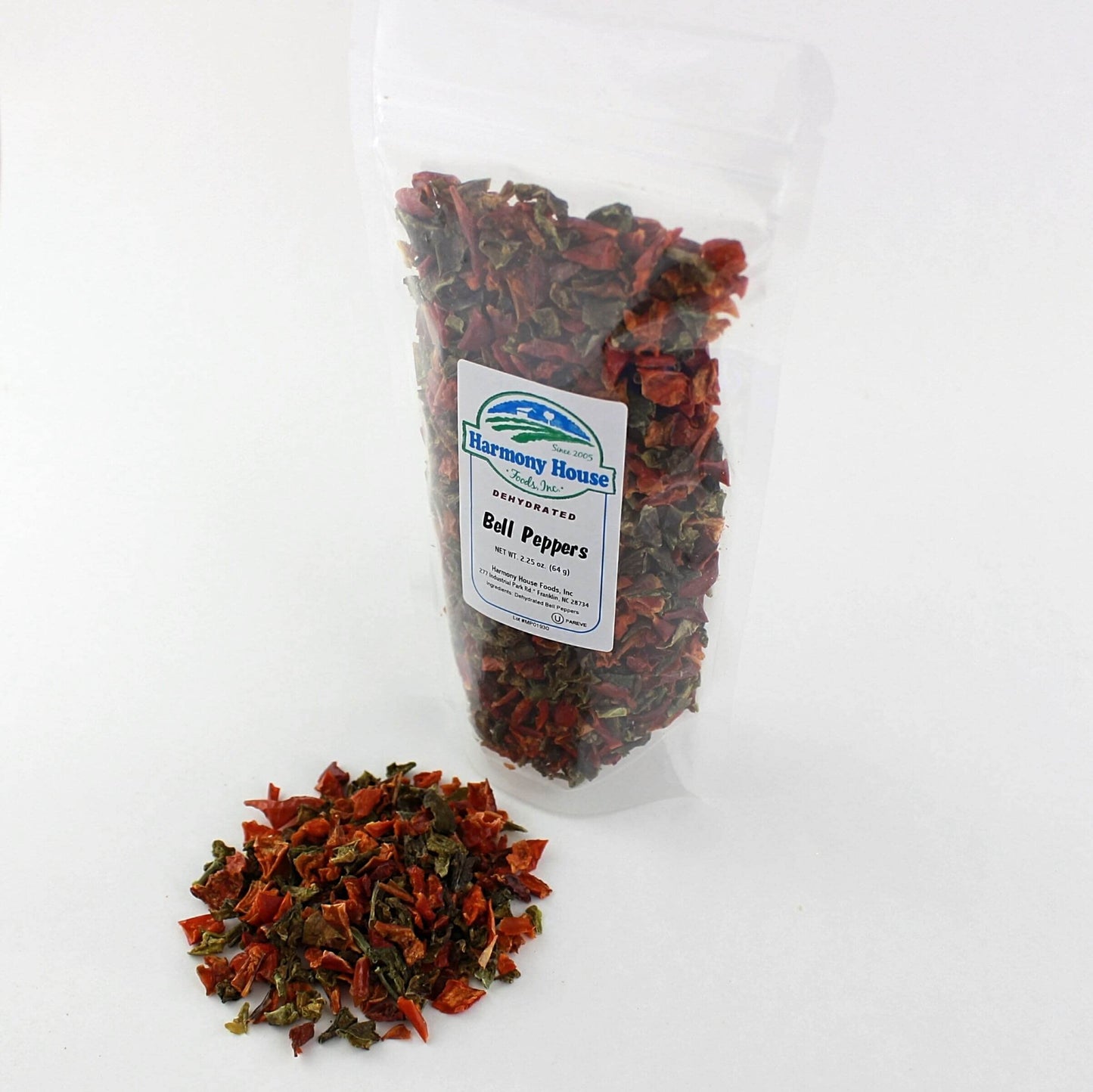 Harmony House Dried Mixed Bell Peppers, Diced – Dehydrated Vegetables For Cooking, Camping, Emergency Supply And More, 2.25 Oz Zip Pouch