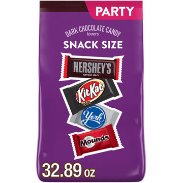 Hershey Assorted Dark Chocolate Flavored Snack Size, Candy Party Pack, 32.89 oz