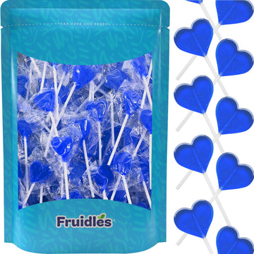 Fruidles Lollipops Mini Heart Shaped Flavored Delicious Lollipop, Individually Wrapped, 5g Lollipop (1200 Lollipops, Raspberry)