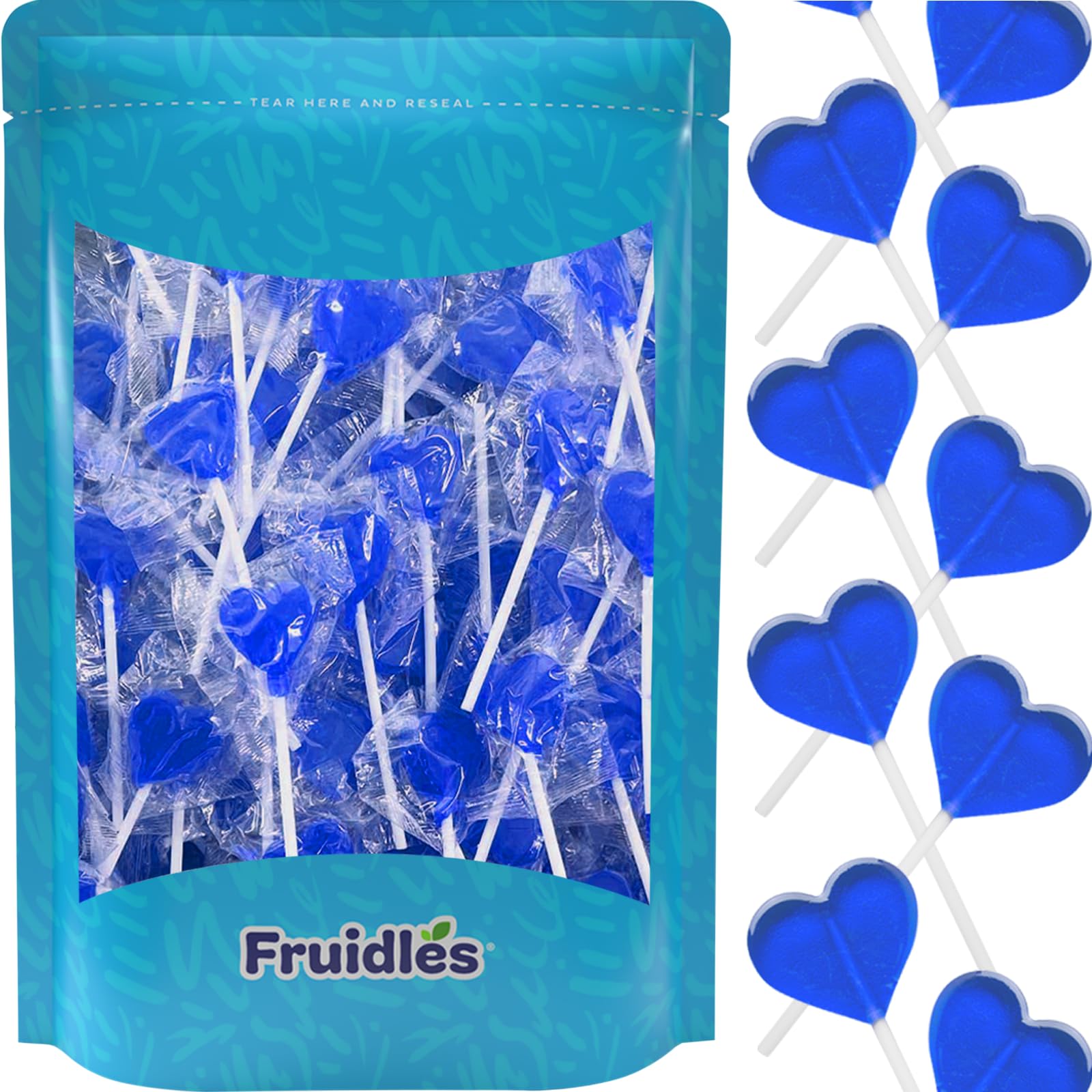 Fruidles Lollipops Mini Heart Shaped Flavored Delicious Lollipop, Individually Wrapped, 5g Lollipop (300 Lollipops, Raspberry)
