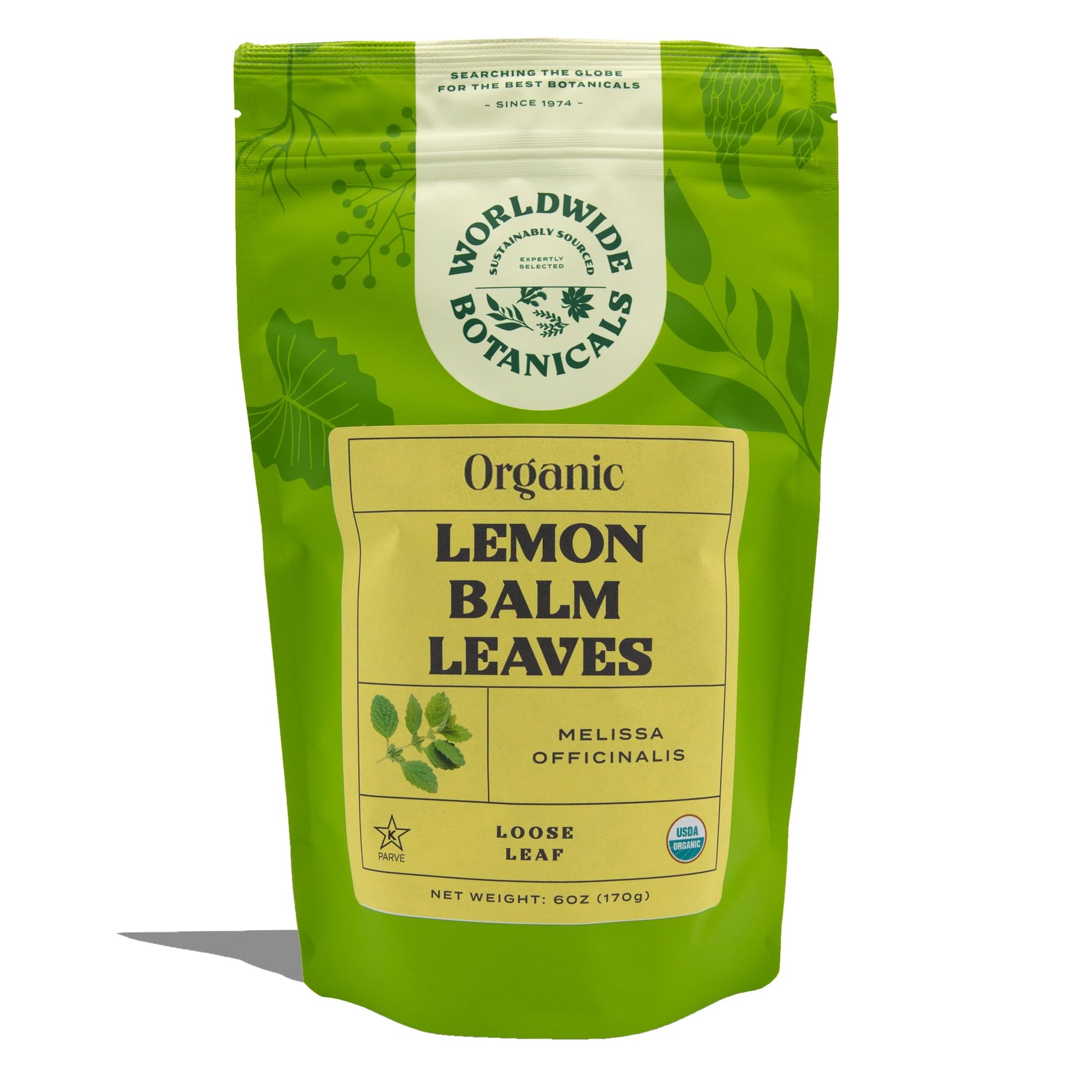Worldwide Botanicals Organic Lemon Balm Tea - Loose Leaf Premium Herbal Tea | 100% Pure Lemon Balm Leaves | Calming Tea For Stre