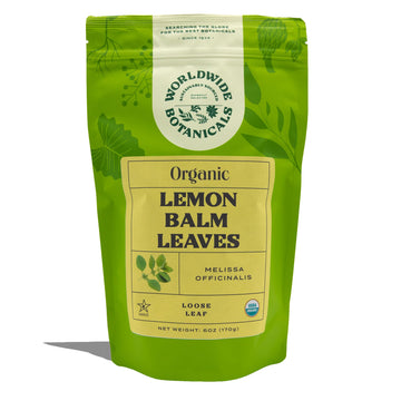 Worldwide Botanicals Organic Lemon Balm Tea - Loose Leaf Premium Herbal Tea | 100% Pure Lemon Balm Leaves | Calming Tea For Stre