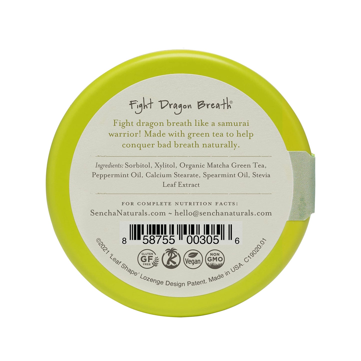 Sen Cha Naturals Green Tea Mints, Sugar-Free Breath Mints, Made With Organic Japanese Matcha Green Tea, Gluten-Free, Sugar-Free,