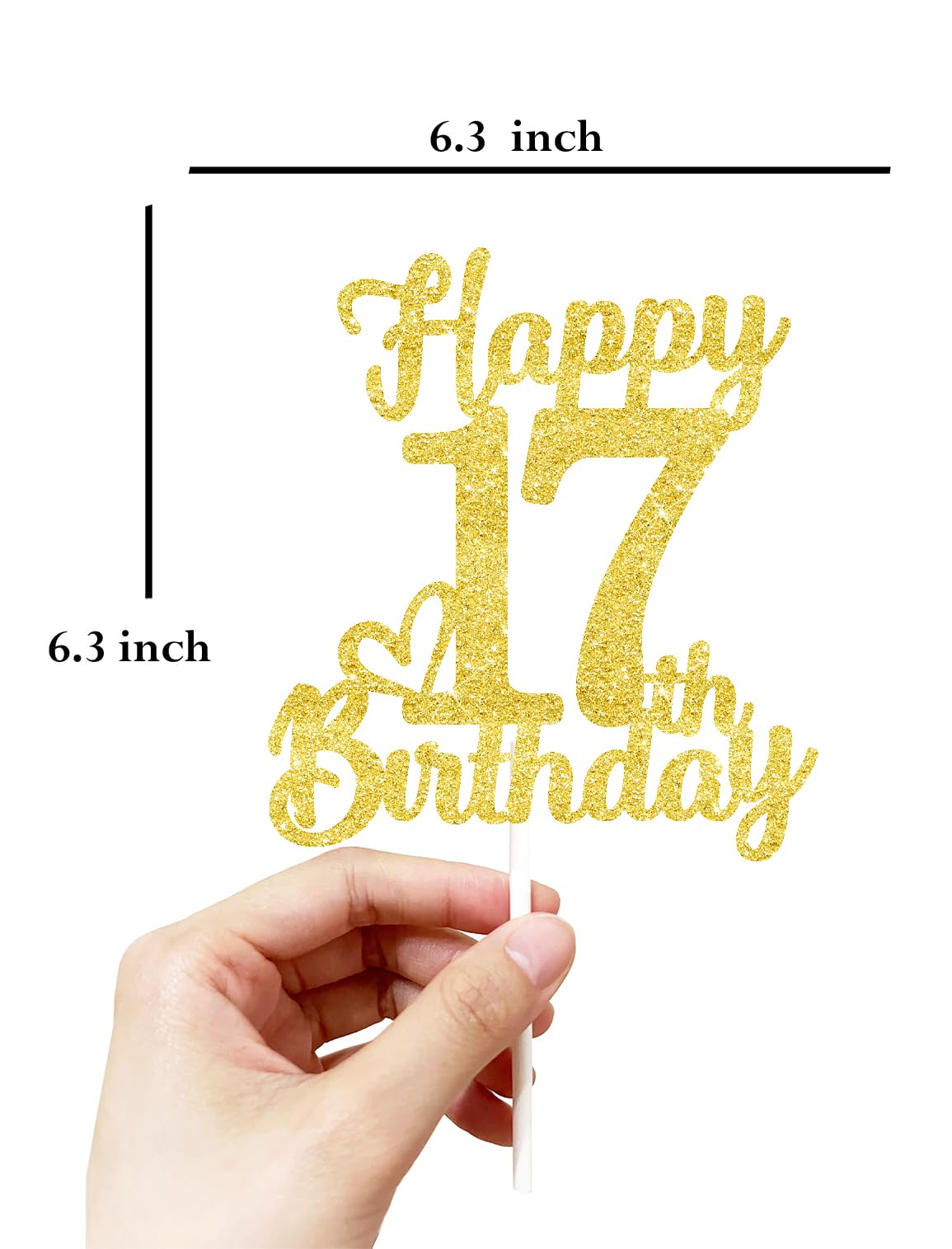 17 Birthday Cake Toppers-Gold Glitter, 17Th Cake Topper For Boy,17 Cake Topper For Girl, 17Th Birthday Decorations,17Th Birthday