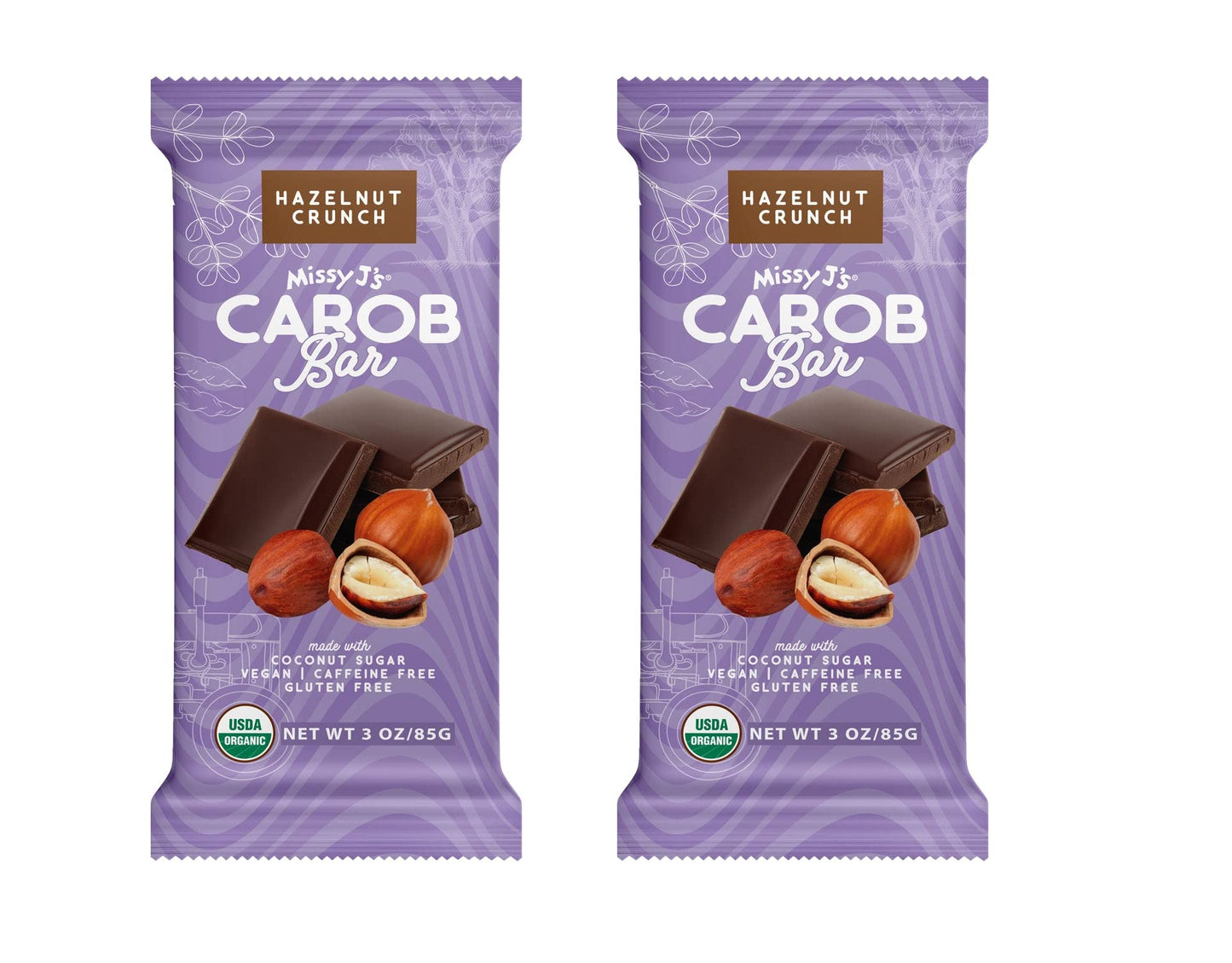 Missy Js Organic Carob Bars, Vegan & Gluten-Free, 2 Pack, Coconut Sugar Sweetened, Caffeine-Free Snack