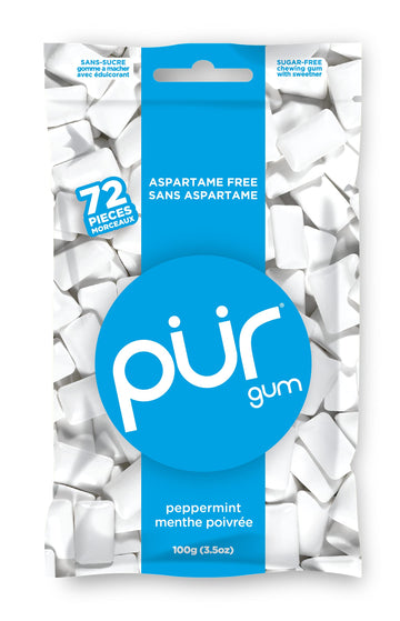 PUR 100% Xylitol Simply Pure Natural Flavored Chewing Gum, Sugarless Peppermint, Aspartame and Gluten Free, Vegan & Keto Friendl