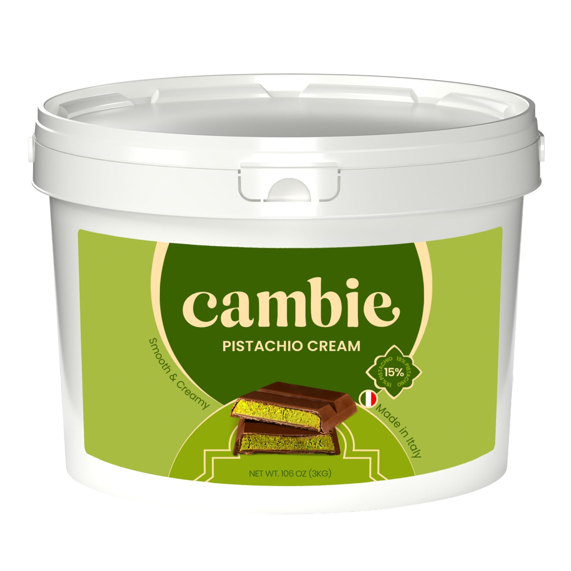 Cambie Authentic Italian Pistachio Cream - Smooth Pistachio Butter For Dubai Chocolate Bar  Crepes  Gelato  Croissants  And Pastries - Professional Crema De Pistacho For Bakeries (7 Ounces)