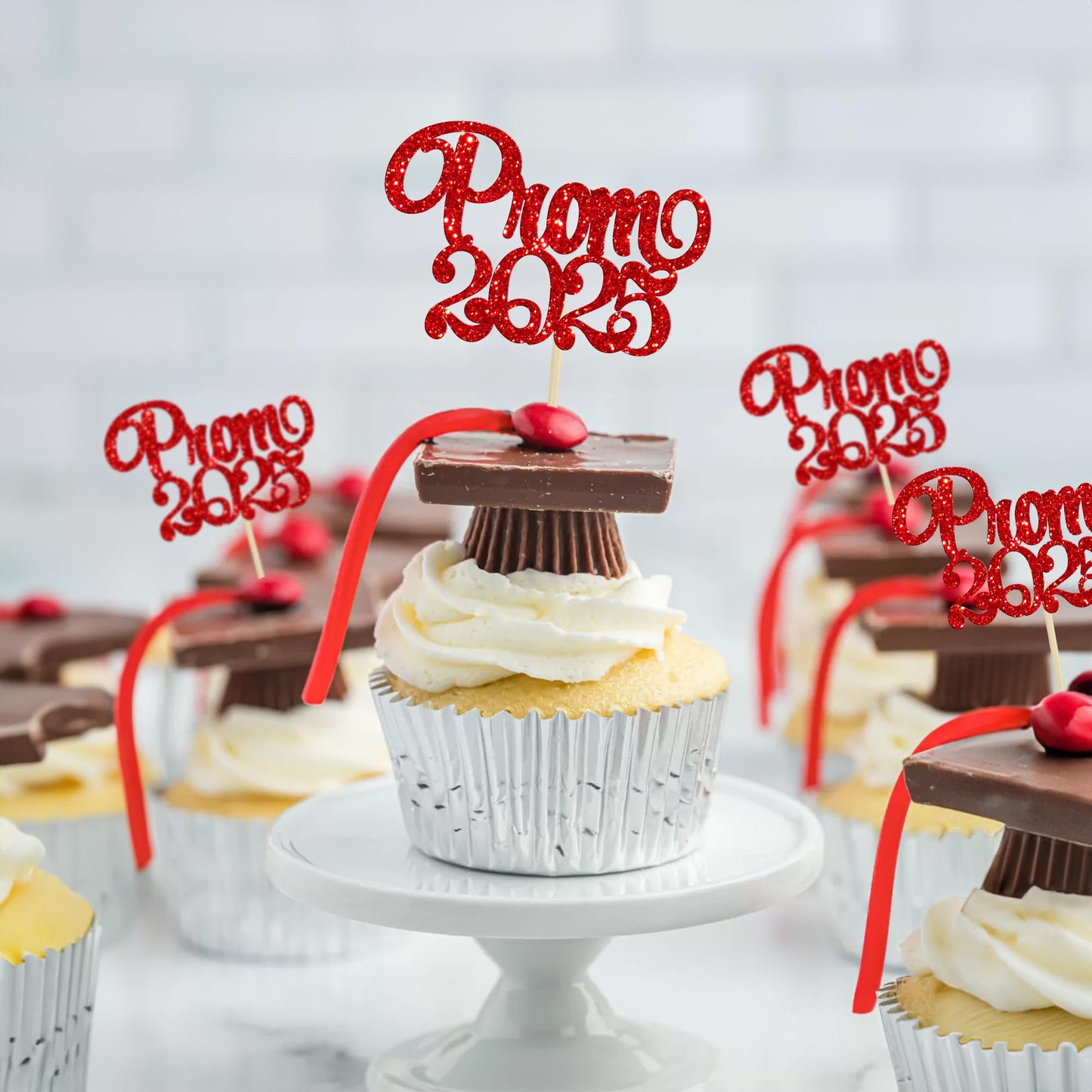 Gyufise 24Pcs Prom 2025 Cupcake Toppers 2025 Graduation Cupcake Picks 2025 Graduation Class Of 2025 Cake Decorations For Graduat