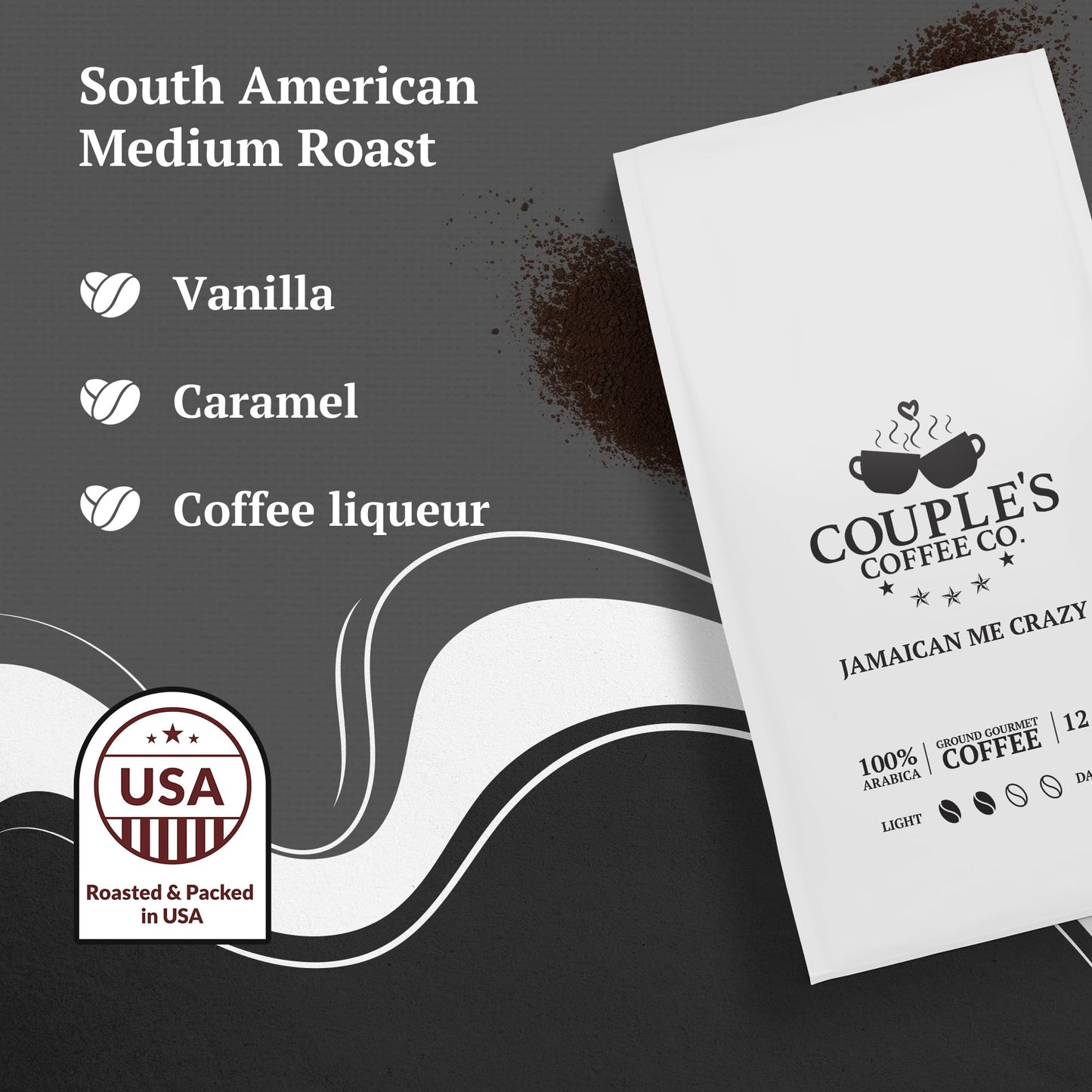 Couple'S Coffee Ground Coffee | Jamaican Me Crazy Medium Roast Coffee Blend | Gourmet Flavored Coffee With Smooth Vanilla Carame