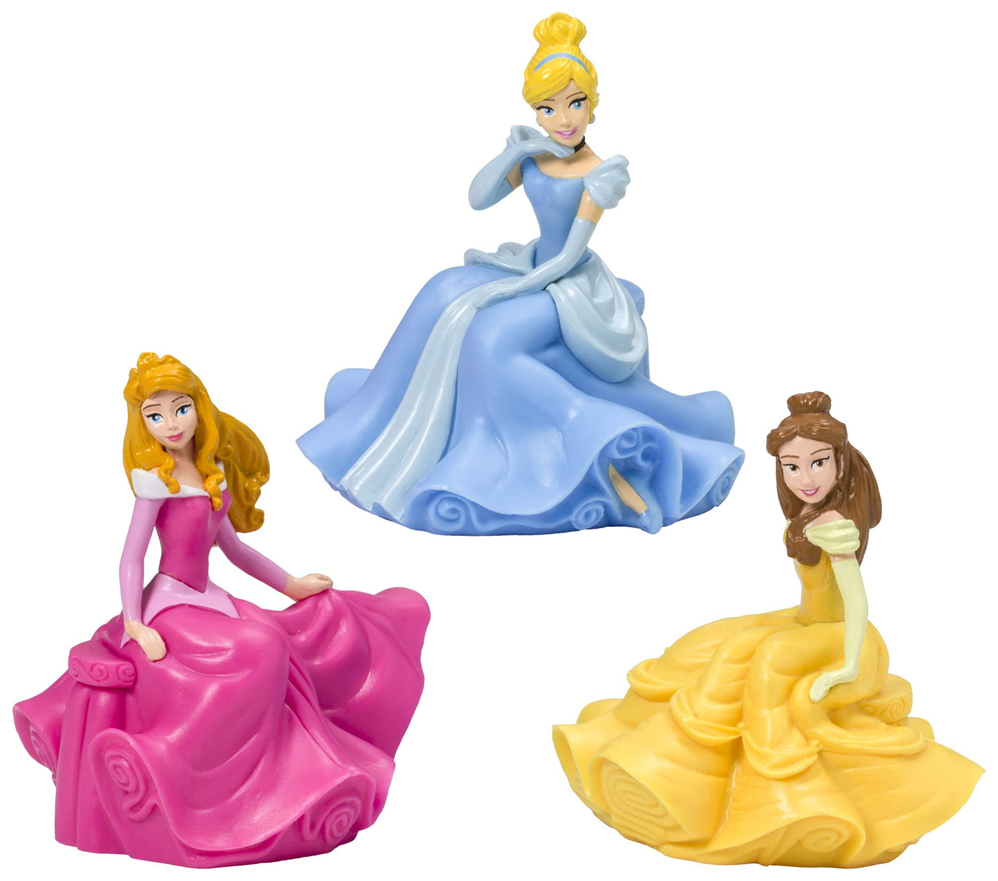 DecoPac Disney Princess Cake Topper Set - 3-Pc Aurora, Belle & Cinderella Figures, Multi-Color, Plastic, One Size, Model 6315