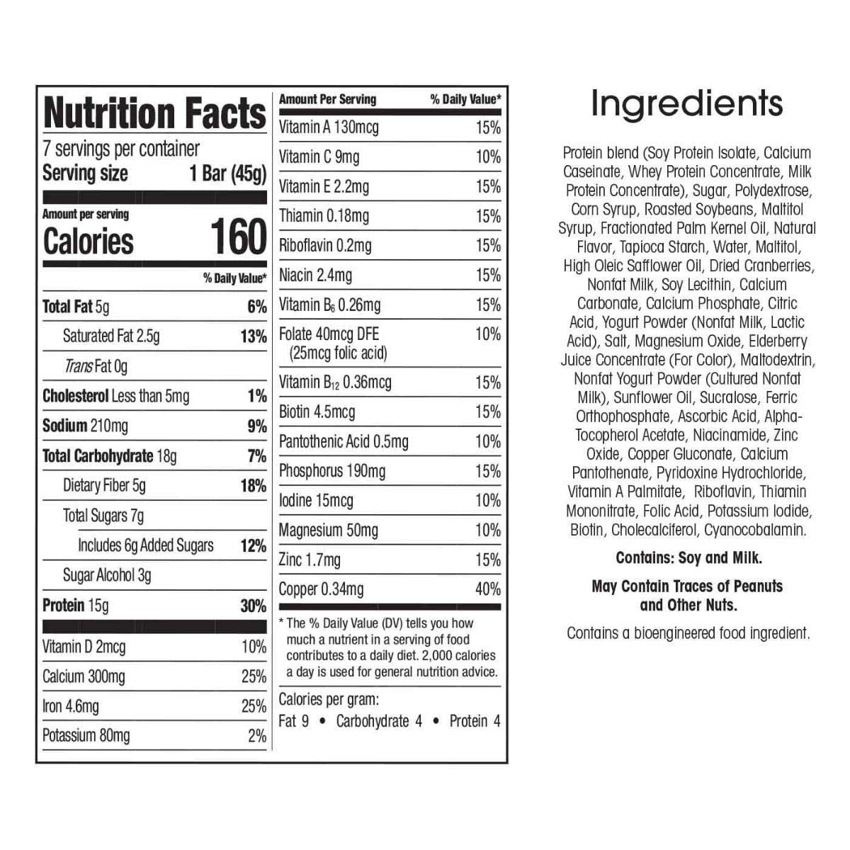 Wonderslim Meal Replacement Bar, Double Berry, 15G Protein, 20 Vitamins & Minerals, Gluten Free (7Ct)