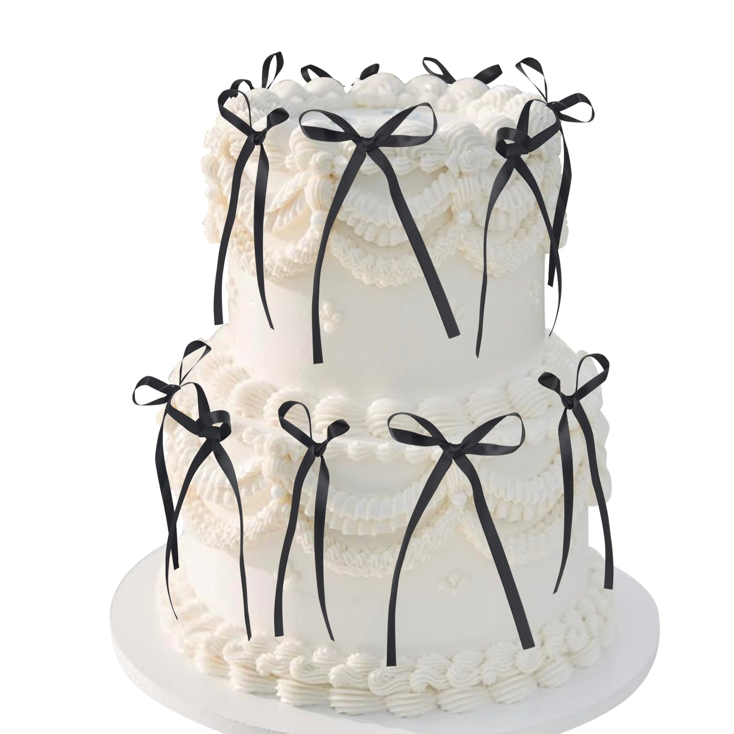 30 Pack Bow Cupcake Toppers Birthday Bowknot Ribbons Coquette Etiquette Cupcake Picks Bridal Shower Wedding Single Girl Cake Decorations Wedding Party Supplies Black