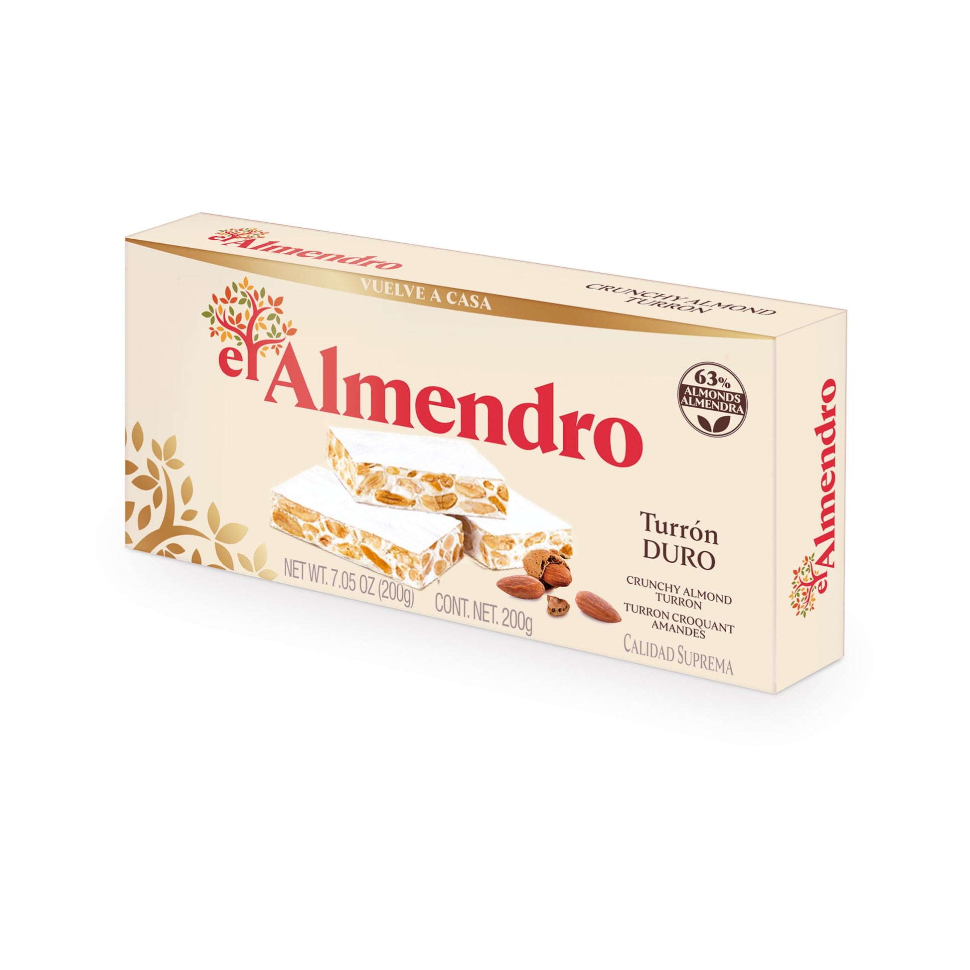 El Almendro Turrones, Turron Duro Nougat Candy, Crunchy Almond Torrone From Spain, Traditional Spanish Brittle, Dessert, Gluten 