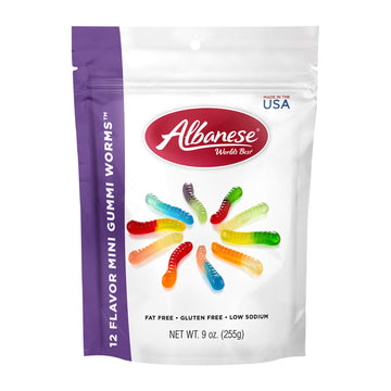 Albanese World'S Best 12 Flavor Mini Gummi Worms, 9 Ounce Bag