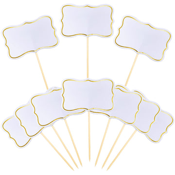 56 Pcs White Cheese Markers Cake Topper Toothpick Cupcake Toppers For Charcuterie Board Buffet Labels Blank Toothpick Flags Appe