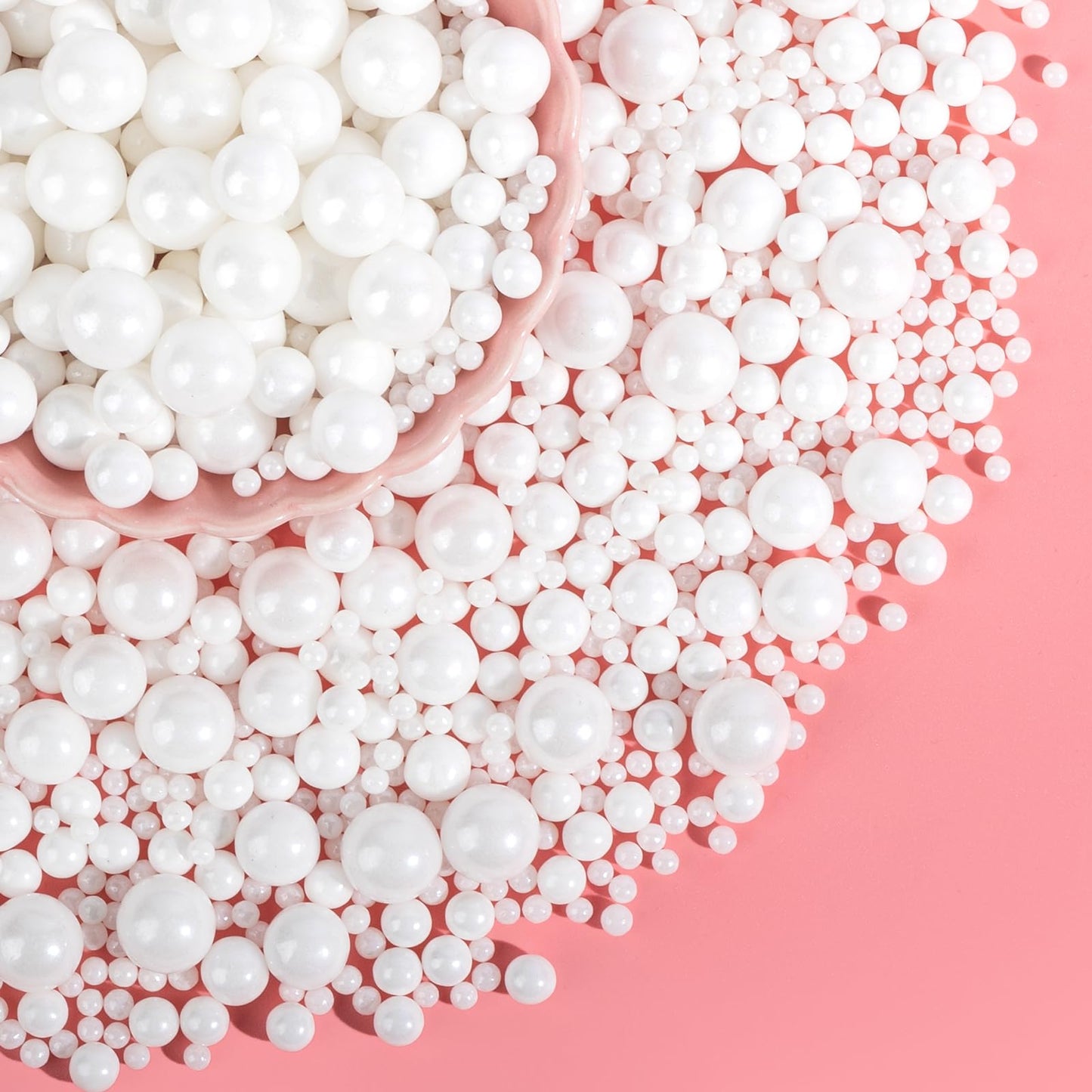 Sugarzy Christmas Edible White Pearl Sprinkles, 130g/4.58oz, Cake Decorating, Cupcake Toppers, Baking Candy Decorations