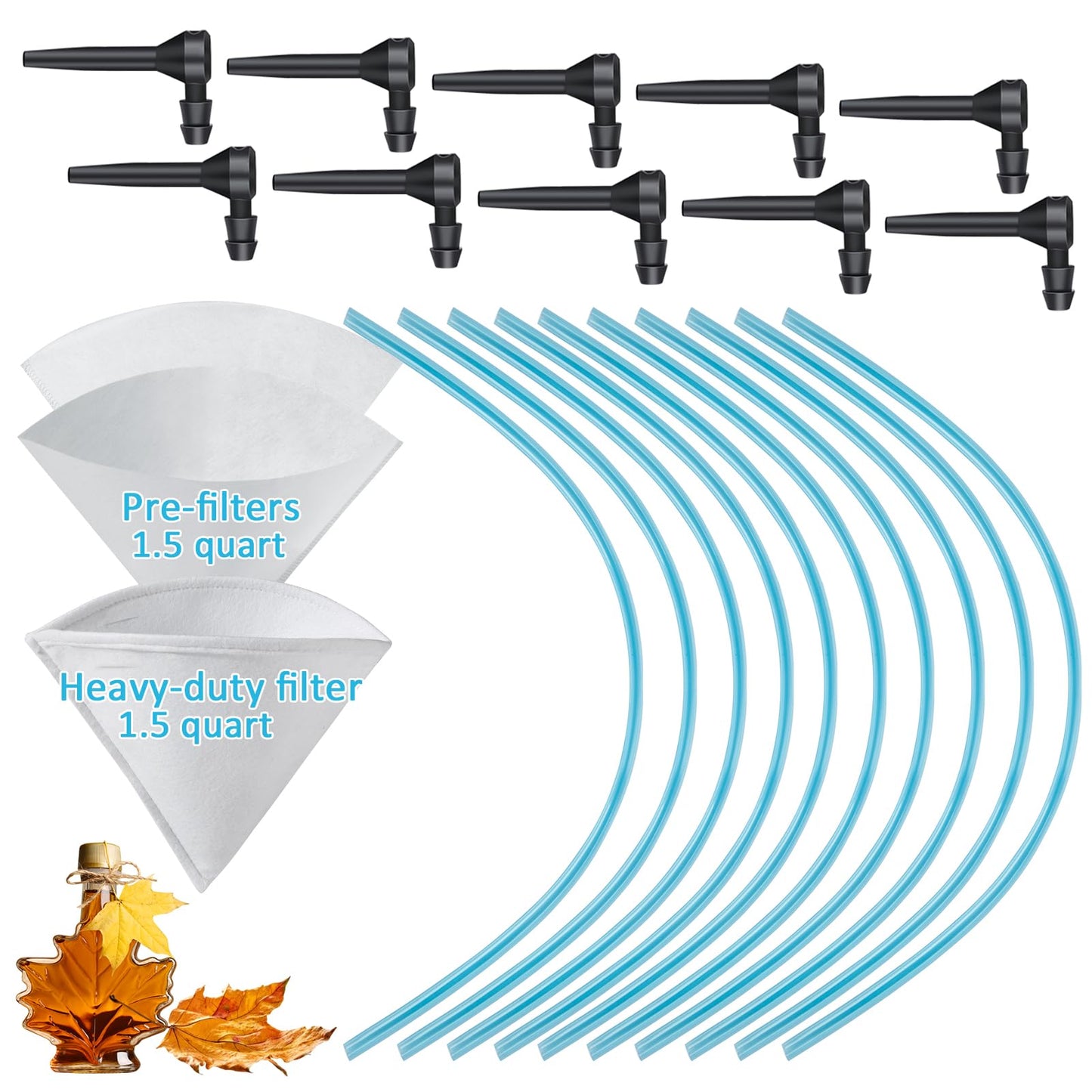 Aulock Maple Syrup Tapping Filter Kit - 10 Taps, 3 Filters, 10 Food Grade Tubes, 3ft Size, 5.8 Fl Oz (Pack of