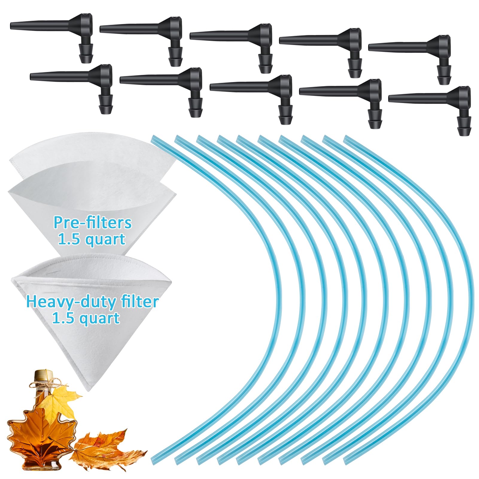 Aulock Maple Syrup Tapping Filter Kit - 10 Taps, 3 Filters, 10 Food Grade Tubes, 3ft Size, 5.8 Fl Oz (Pack of
