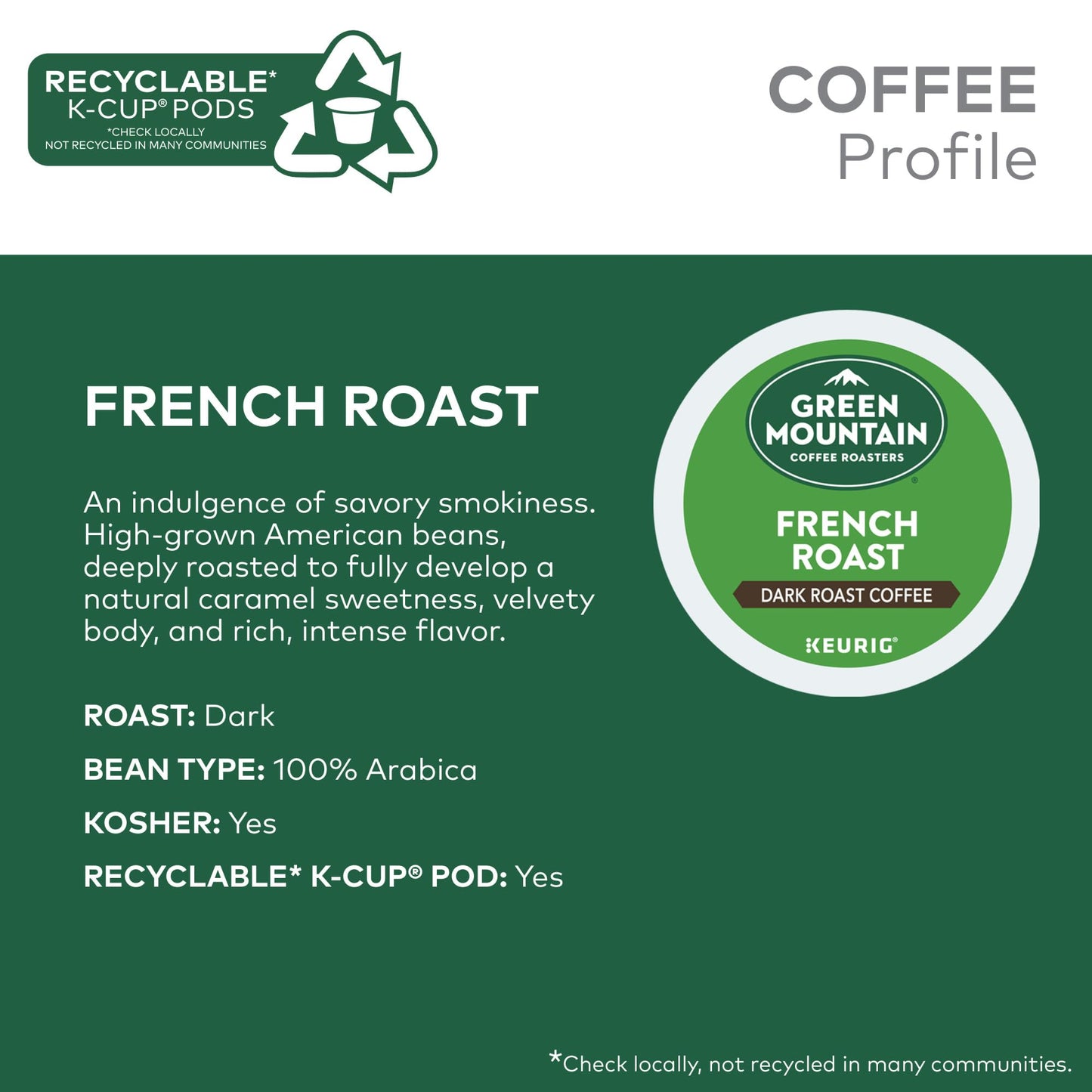 Green Mountain Coffee Roasters French Roast Keurig K-Cup Pods, Dark Roast Coffee, 96 Count