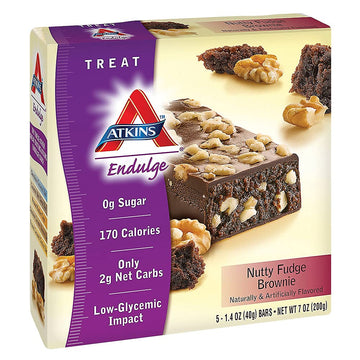 Atkins Endulge Nutty Fudge Brownie, Dessert Favorite, Good Source Of Fiber, 1G Sugar, 5 Count