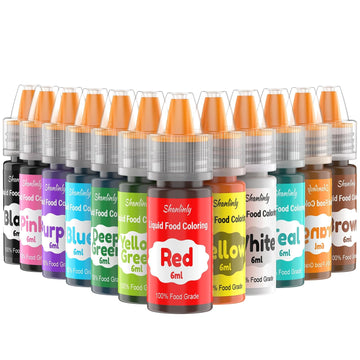 Food Coloring Liquid Set for Baking, Shanlinly 12 Color Food Grade Neon Easter Egg Dye Kit for Cake Decorating, Fondant, Frostin