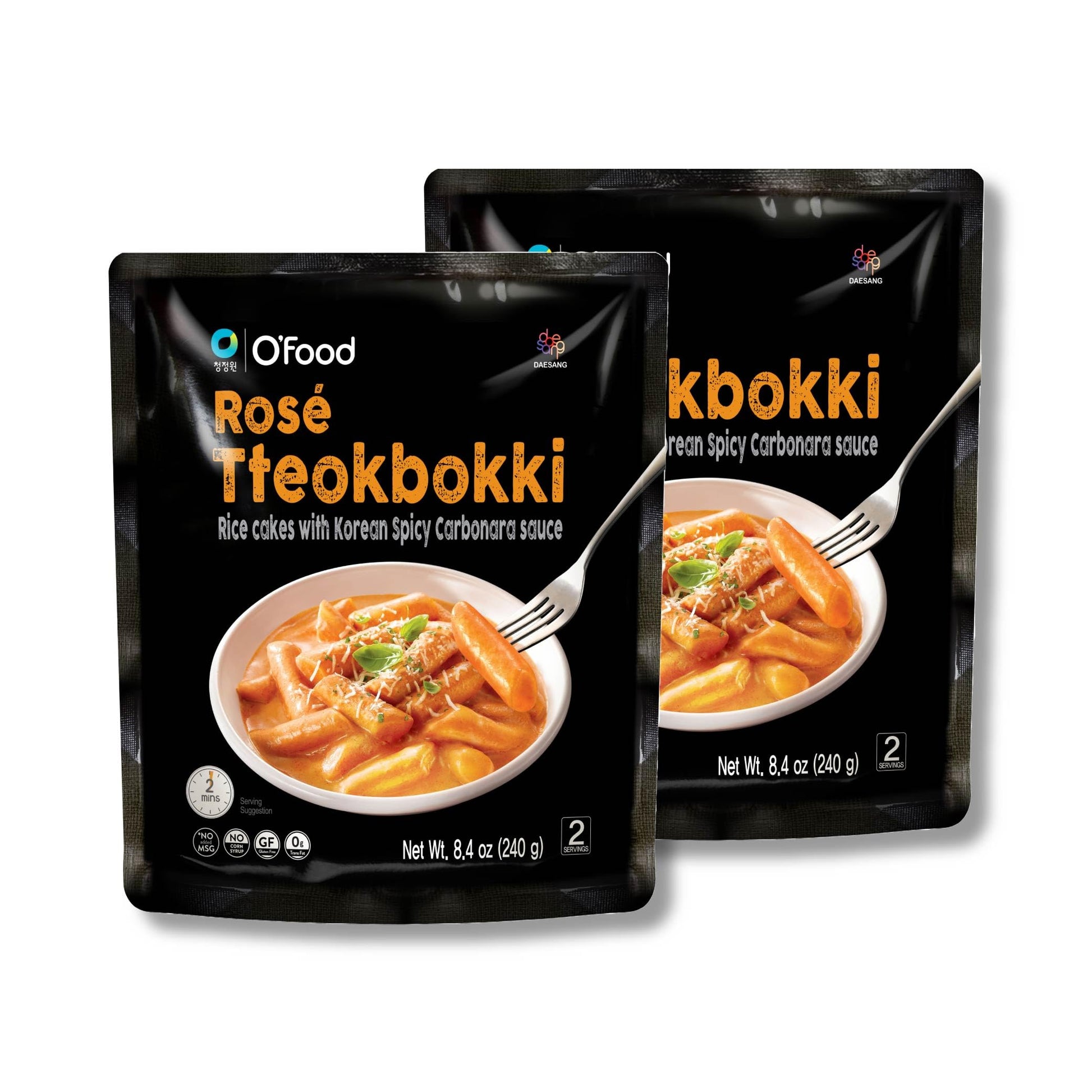 Chung Jung One O'Food Rose Spicy Carbonara Tteokbokki, Gluten-Free Korean Rice Cakes, Authentic Spicy Korean Street Food Snack,