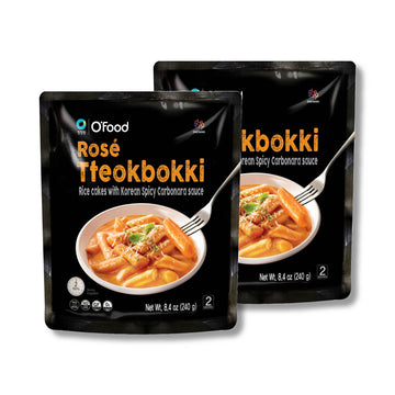 Chung Jung One O'Food Rose Spicy Carbonara Tteokbokki, Gluten-Free Korean Rice Cakes, Authentic Spicy Korean Street Food Snack,