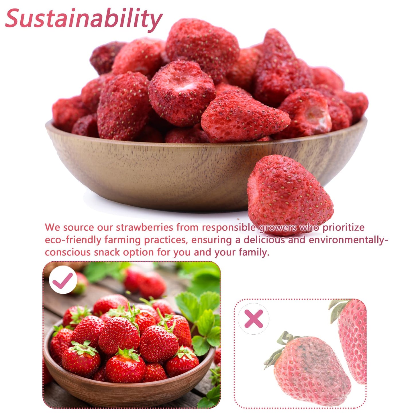 Amilutuo Freeze Dried Strawberries, Whole Dehydrated Fruit, 5.3OZ for Cereal, Salads, Granola Bars, Ice Cream