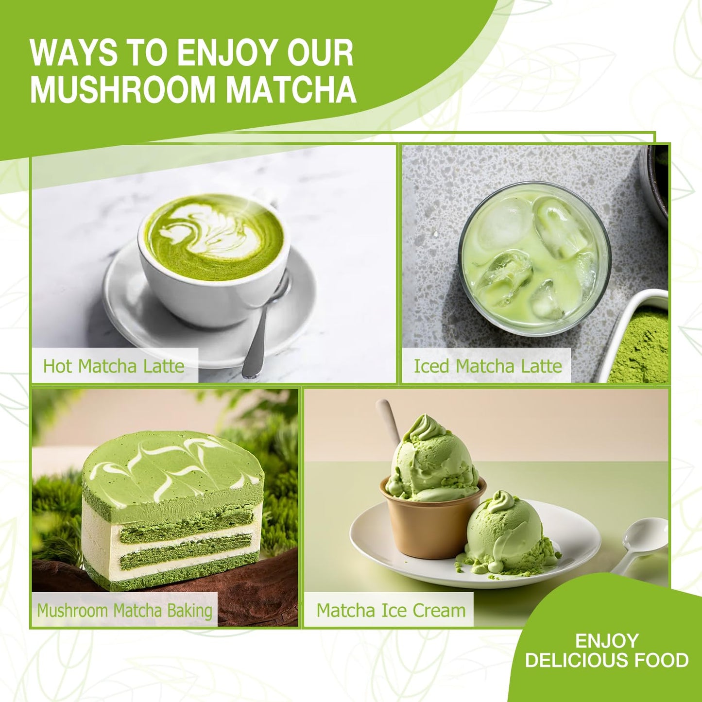 Mushroom Matcha Latte Powder - Super Ceremonial Grade Matcha With Adaptogenic Mushrooms For Brain Health And Energy - Vegan And