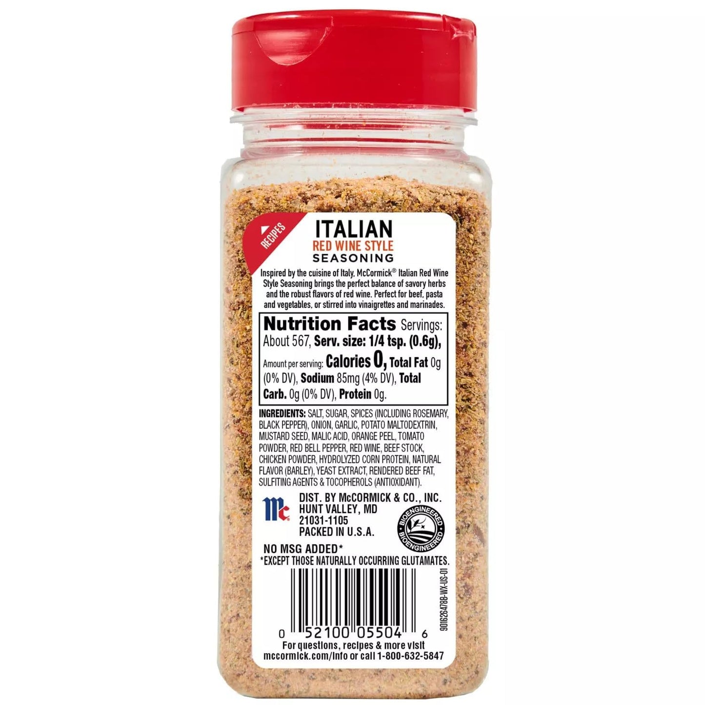 McCormick Italian Red Wine Style Seasoning, 12 Ounce - Global Flavor Enhancer