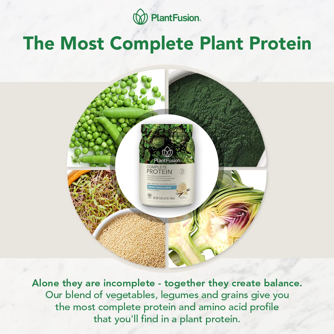 Plantfusion Complete Vegan Protein Powder - Plant Based Protein Powder With Bcaas, Digestive Enzymes And Pea Protein - Keto, Gluten Free, Soy Free, Non-Dairy, No Sugar, Non-Gmo - Red Velvet 1 Lb
