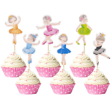 Gyufise 36Pcs Ballerina Cupcake Toppers Colorful Baby Girl Cupcake Toppers Ballet Dancer Girls Cupcake Toppers Dancing Cake Dess