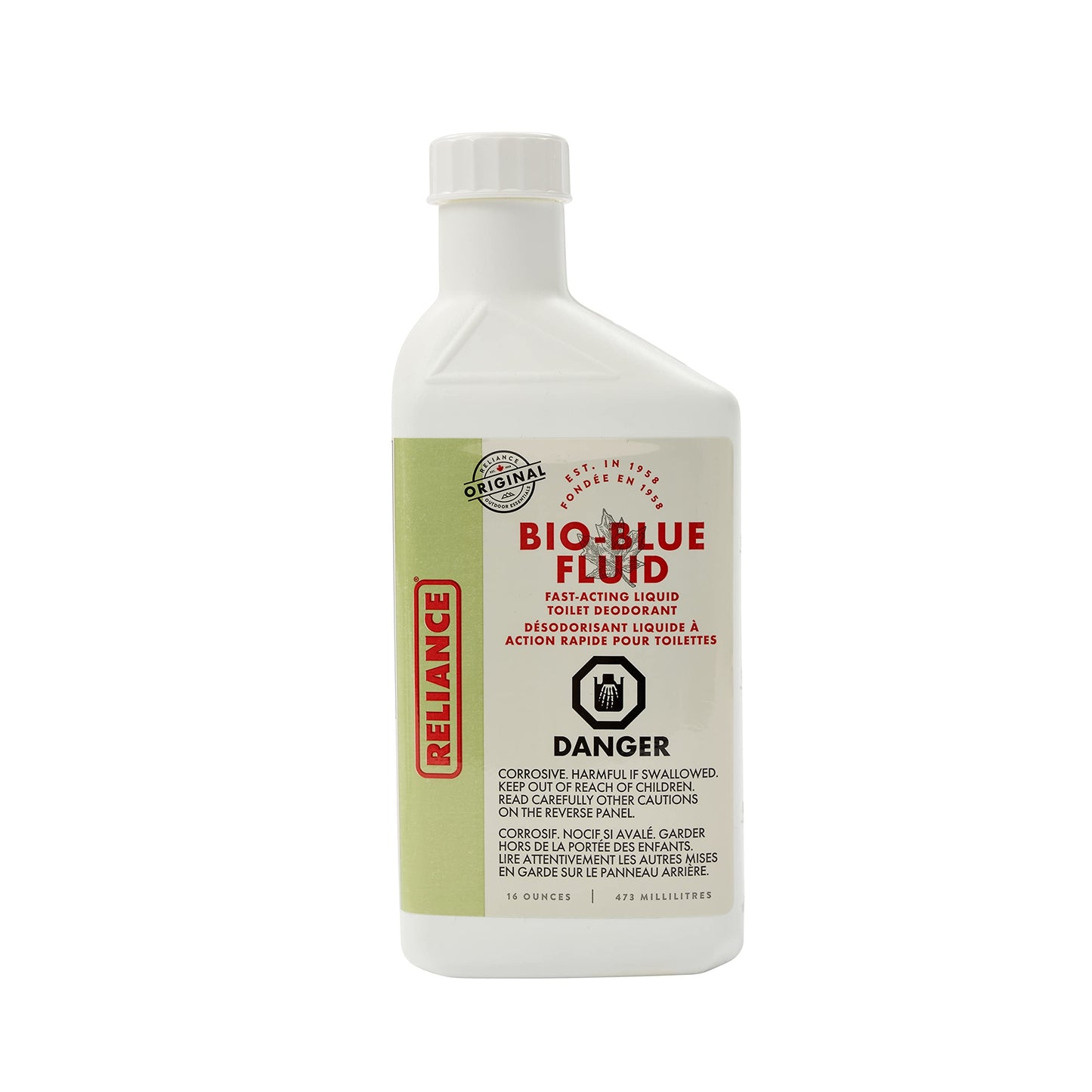 Reliance Products Bio-Blue Fluid | Fast-Acting Liquid Portable Toilet Deodorant | 16 Oz. Bottle, White/Blue, Small (2616-03)
