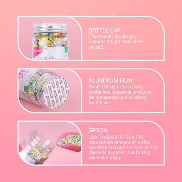 Sprinkles For Cake Decorating, Food Grade, Sprinkles Fancy Set 4 Colors 50G/Bottle, Sujoygar, Valentines Sprinkles For Cookie De