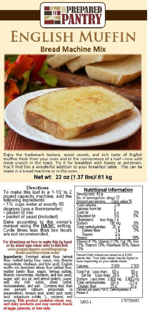 The Prepared Pantry English Muffin Bread Machine Mix - 1.37 Pound Pack