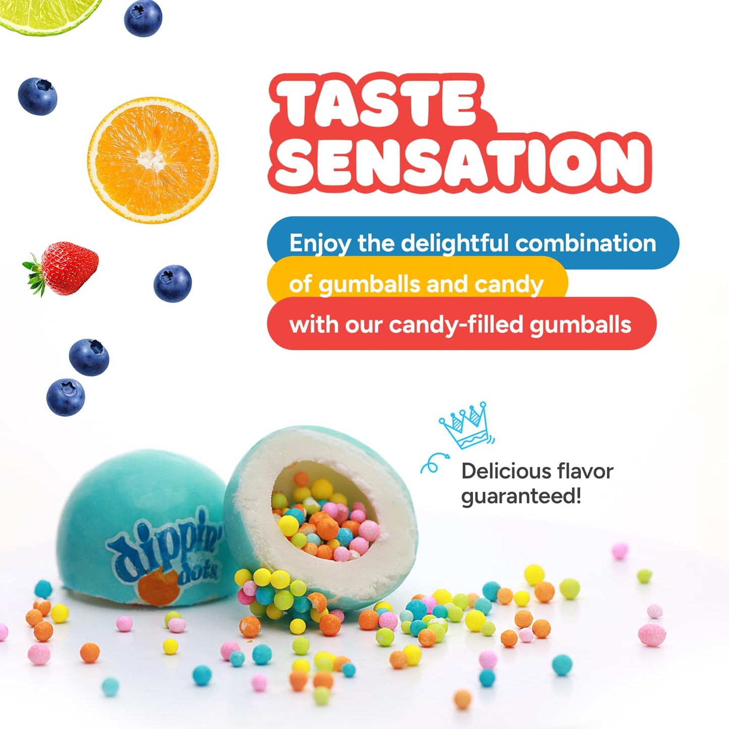 Gumballs For Gumball Machine - 1 Inch Candy Filled Gumballs - 4.2 Lb Gumball Machine Refills - 250 Pcs Candy Filled Large Gumbal