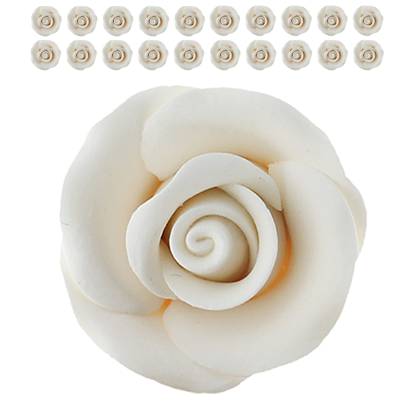 Global Sugar Art Rose Sugar Cake Flowers, Premium White, Unwired, Small Sugar Flowers, 20 Count by Chef Alan Tetreaul