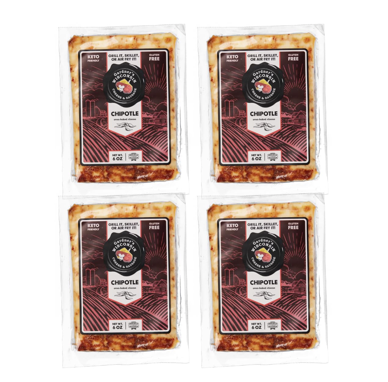 Gardner s Wisconsin Cheese and Sausage, 4 Pack of Oven Baked Cheese, Chipotle Flavor (6 Ounces Per Block) - Artisan Cheese Made
