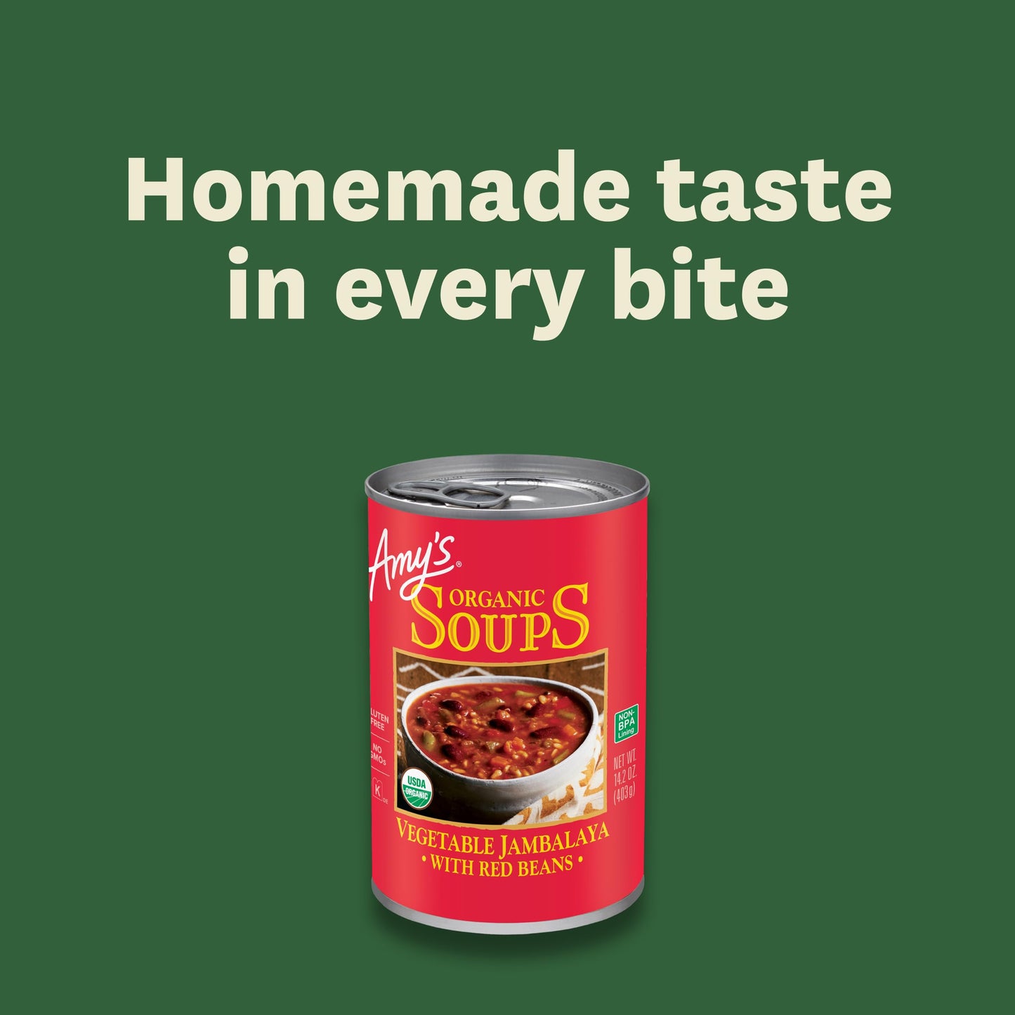 Amy'S Organic Vegetable Jambalaya With Red Beans Soup, Gluten Free, Non Gmo, 14.2 Ounces (Pack Of 12)