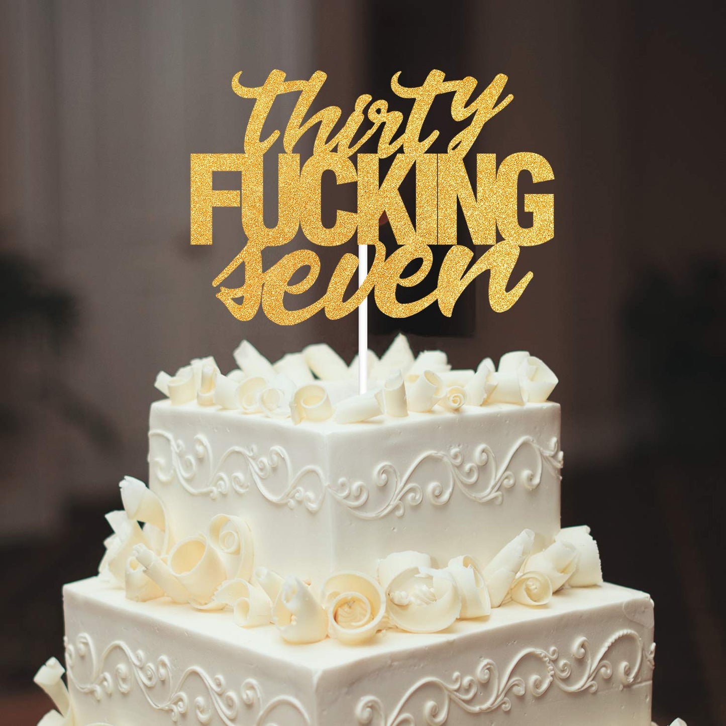 Thirty Seven Gold Glitter Cake Toppers 37 Years Old 37Th Birthday Anniversary Party Decorations Supplies