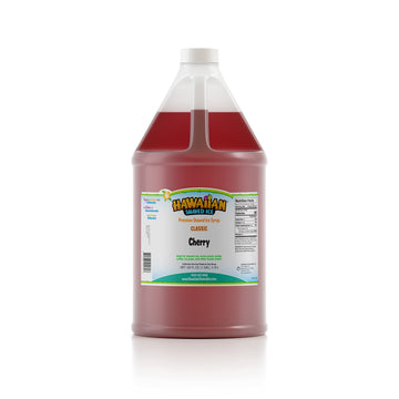 Hawaiian Shaved Ice Cherry Syrup Gallon, 128 Fl Oz, Nut-Free, Dairy-Free, Ideal for Slushies, Italian Soda, and Popsicles