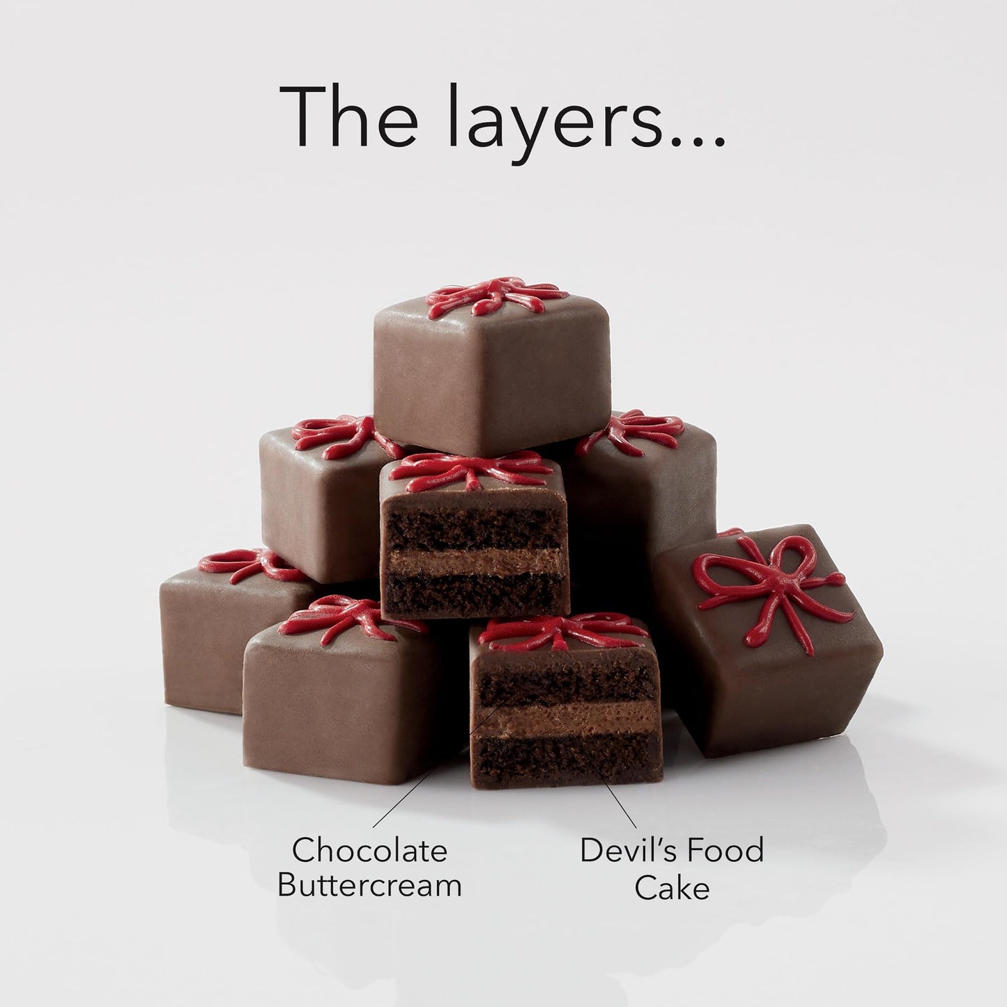 The Swiss Colony Happy Holidays Petits Fours Cakes - Gourmet Cake Assortment with Chocolate, Layer Cakes, and Jam - Christmas De