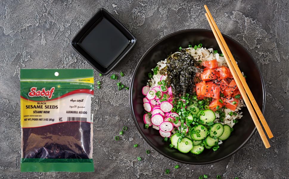 Sadaf Black Sesame Seeds for Cooking - 3 Oz Resealable Bag - Kosher