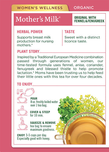 Traditional Medicinals Organic Mother'S Milk Women'S Tea (Pack Of 1), Promotes Healthy Lactation For Breastfeeding Moms, 16 Tea