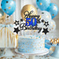 Happy 50Th Birthday Cake Toppers, Black Blue Glitter Cake Decorations Set, 50Th Birthday Decor, Birthday Anniversary Party Decor