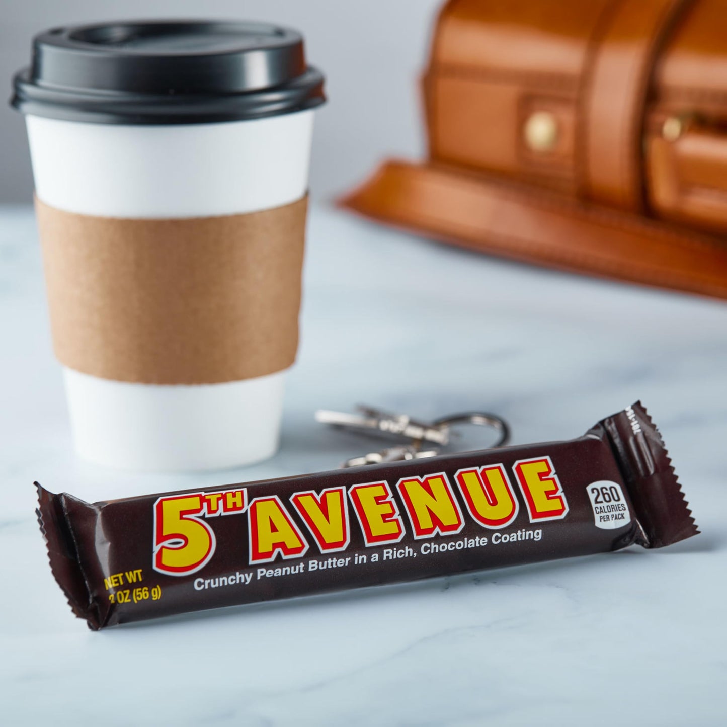 5TH AVENUE Chocolatey Coated Crunchy Peanut Butter Candy Bars, 36 oz (18 Count) - Delicious Snack Treats for Peanut Butter Lovers